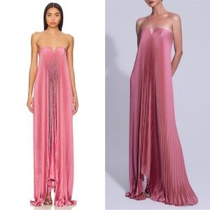 New NWT L’IDEE Black Tie Gown Maxi Strapless Dress in Dusty Rose